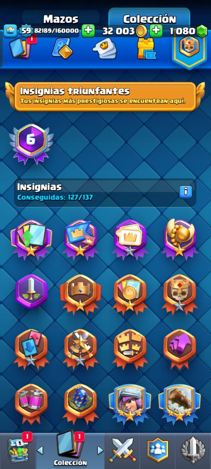 477 CLASH! CON 8623 COPAS! 1 CARTAS AL NIVEL16! 12 CARTAS AL NIVEL 15! 46 CARTAS AL NIVEL 14! 14 CARTAS EVOLUTIVAS CONSEGUIDAS! 129 EMOTES! 22 TORRES! INSIGNIA DE 8 AÑOS! (1399 MX) @everyone