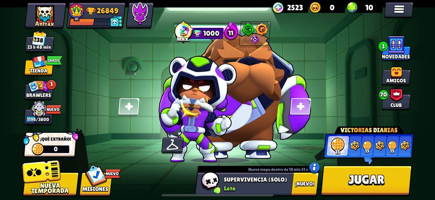 034 BRAWL! 26 849 COPAS! 28 BRAWLS CON HYPERCARGA! 4 CON FUERZA MÁXIMA! 79/96 BRAWLERS! 2523 GEMAS ESTELARES! (699 MX) @everyone