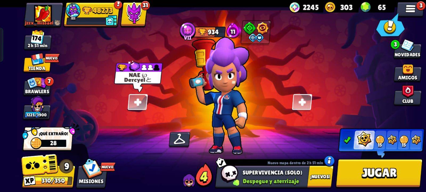 046 BRAWL! 48273 COPAS! 45 BRAWLERS CON HIPERCARGA! 5 BRAWLERS CON FUERZA MÁXIMA! 6 ASPECTOS LEGENDARIOS! 7 ASPECTOS DE HIPERCARGA! MUCHOS GADGETS! 95/96 BRAWLERS DESBLOQUEADOS! (1499 MX) @everyone