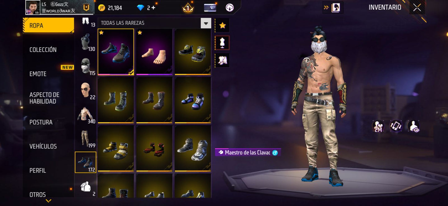 272 FREE FIRE!! CUENTA CON 3 EVOS, 1 AL NIVEL MÁXIMO!! MÁS DE 300 PECHOS!! PASES VETERANOS! CHAQUETAS ANTIGUAS! YING YANG! MUCHA ROPA DE EVENTOS! PUÑOS!! PERFECTA PARA COMBINAR CON TODO!! REGIÓN: EEUU (1899mx) @everyone