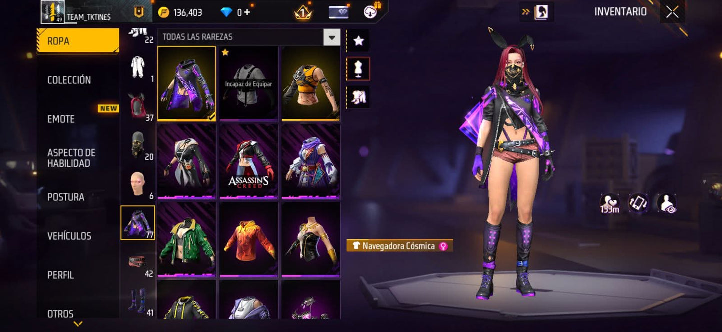 311 FREE FIRE! CUENTA PARA INICIAR CON 1 EVO A BUEN NIVEL! 77 PECHOS! TRAJE ASSASSINS! PLAYERAS DE FUTBOL! VENOM! PERFECTA PARA INICIAR! REGIÓN: EEUU (399mx @everyone