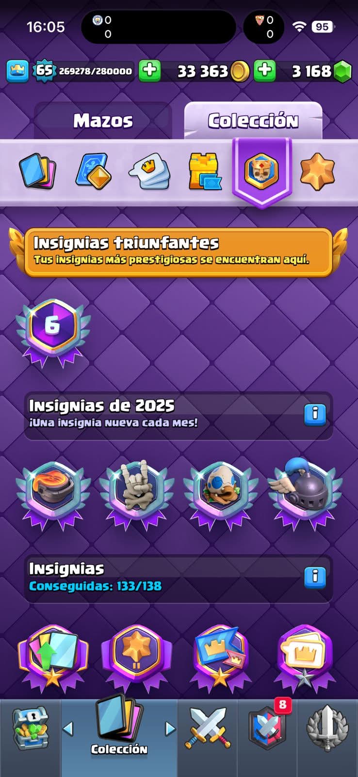 533 CLASH! MINI GRIAL! 11,763 COPAS! LIGA 3 COMPETITIVA! 5 CARTAS AL 16 MAX! 18 CARTAS AL 15! 33 CARTAS AL 14! 1 HÉROE! 22 CARTAS EVOLUTIVAS! 121 EMOTES MUY BUENOS! 9 TORRES! INSIGNIA DE 6 AÑOS! (1899mx @everyone