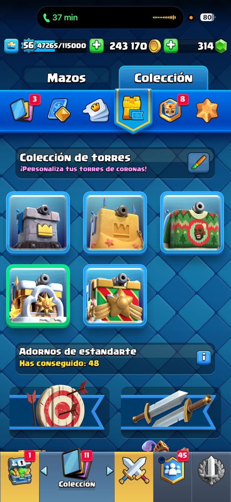 546 CLASH! CUENTA BIENA! 10,535 COPAS! 1 CARTA AL 16 MAX! 4 CARTAS AL 15! 16 CARTAS AL 14! 2 HÉROES! 5 CARTAS EVOLUTIVAS! 87 EMOTES BUENOS! 4 TORRES! INSIGNIA DE 7 AÑOS! EMOTE EXCLUSIVO! (799mx @everyone