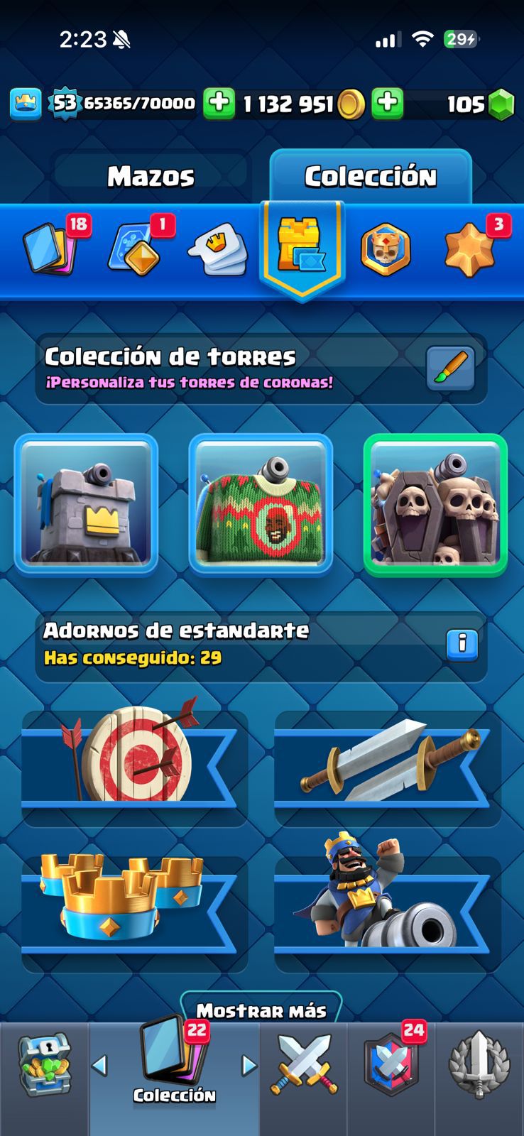 473 CLASH! 10,568 COPAS! 1 CARTA AL 16 MAX! 4 CARTAS AL 15! 8 CARTAS AL 14! 1 HÉROE! 5 CARTAS EVOLUTIVAS! 34 EMOTES BUENOS! 2 TORRES! INSIGNIA OG DE 9 AÑOS! +1M EN MONEDAS! (549 MX) @everyone