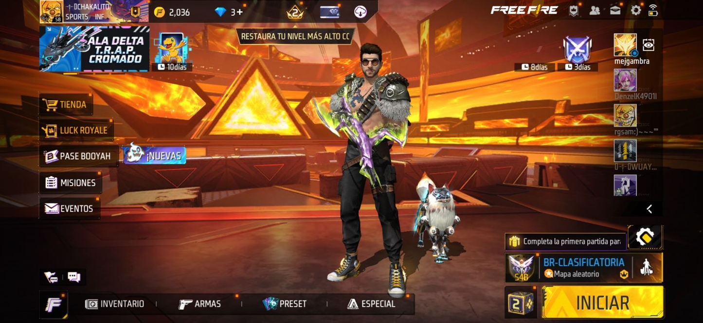 83 FREE FIRE! CUENTA CON 4 EVOS A BUEN NIVEL! MP40 AZUL! GUARDIA GLACIAL! NARUTO! mp40 Y UMO DE INCUBADORA! BUENA PARA EMPEZAR! @everyone (899mx) REGION: EEUU