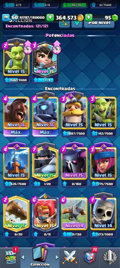 495 CLASH! 10059 COPAS! 2 CARTAS AL NIVEL 16! 10 CARTAS AL NIVEL 15! 19 CARTAS AL NIVEL 14! 13 CARTAS HÉROES DESBLOQUEADAS! 104 EMOTES DE LOS MAS PEDIDOS! 18 TORRES! INSIGNIA DE 5 AÑOS!! (799 MX) @everyone