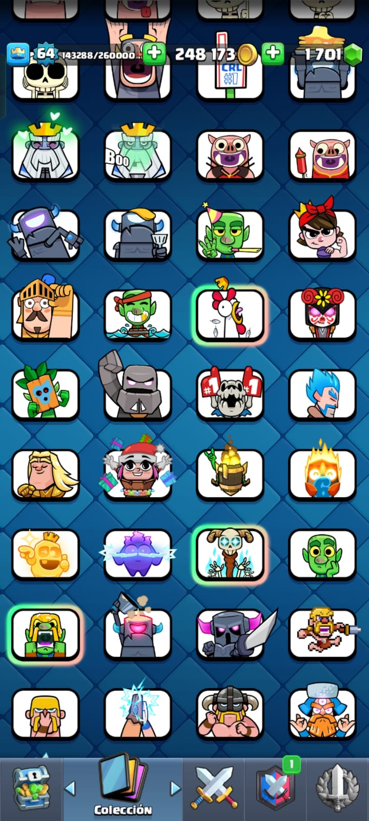 493 CLASH! CUENTA CON 10341 COPAS! 5 CARTAS AL NIVEL 16! 12 CARTAS AL NIVEL 15! 32 CARTAS AL NIVEL 14! 141 EMOTES! 10 TORRES! INSIGNIA DE 4 AÑOS! (1149 MX) @everyone