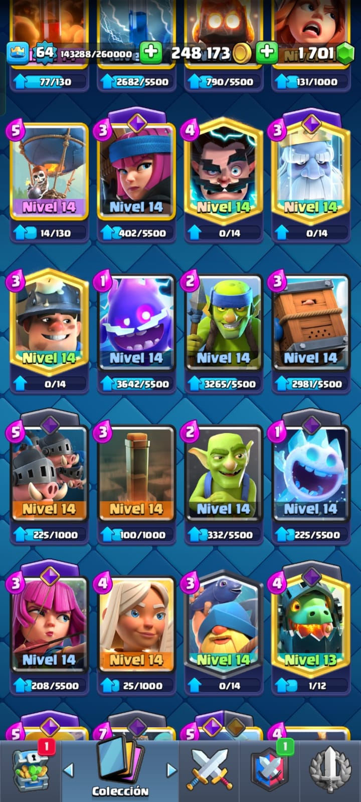493 CLASH! CUENTA CON 10341 COPAS! 5 CARTAS AL NIVEL 16! 12 CARTAS AL NIVEL 15! 32 CARTAS AL NIVEL 14! 141 EMOTES! 10 TORRES! INSIGNIA DE 4 AÑOS! (1149 MX) @everyone