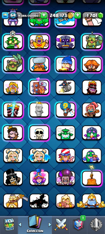 493 CLASH! CUENTA CON 10341 COPAS! 5 CARTAS AL NIVEL 16! 12 CARTAS AL NIVEL 15! 32 CARTAS AL NIVEL 14! 141 EMOTES! 10 TORRES! INSIGNIA DE 4 AÑOS! (1149 MX) @everyone