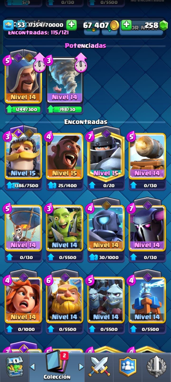478 CLASH! 8323 COPAS! 3 CARTAS AL NIVEL 15! 32 CARTAS AL NIVEL 14! 2 CARTAS EVOLUTIVAS CONSEGUIDAS! 95 EMOTES! 10 TORRES! INSIGNIA DE 9 AÑOS! (799 MX) @everyone