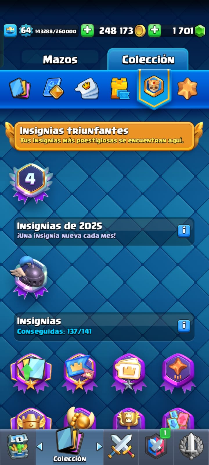493 CLASH! CUENTA CON 10341 COPAS! 5 CARTAS AL NIVEL 16! 12 CARTAS AL NIVEL 15! 32 CARTAS AL NIVEL 14! 141 EMOTES! 10 TORRES! INSIGNIA DE 4 AÑOS! (1149 MX) @everyone