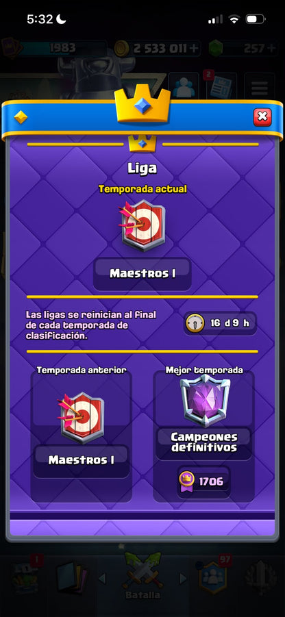 👑 Cuenta Clash Royale