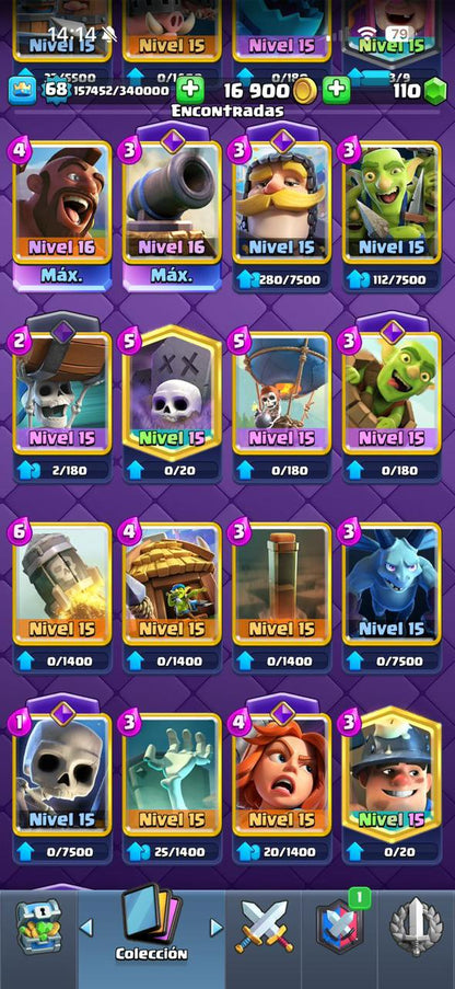 303 CLASH! MEGA GRIAL! 15,135 COPAS! LIGA COMPETITIVA 7! 2 CARTAS AL 16 MAX! 40 CARTAS AL 15! 51 CARTAS AL 14! 125 EMOTES BUENISIMOS INCLUYENDO OG! 12 TORRES! INSIGNIA DE 5 AÑOS! (2399mx) @everyone 🔥