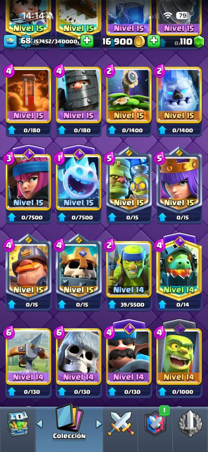303 CLASH! MEGA GRIAL! 15,135 COPAS! LIGA COMPETITIVA 7! 2 CARTAS AL 16 MAX! 40 CARTAS AL 15! 51 CARTAS AL 14! 125 EMOTES BUENISIMOS INCLUYENDO OG! 12 TORRES! INSIGNIA DE 5 AÑOS! (2399mx) @everyone 🔥