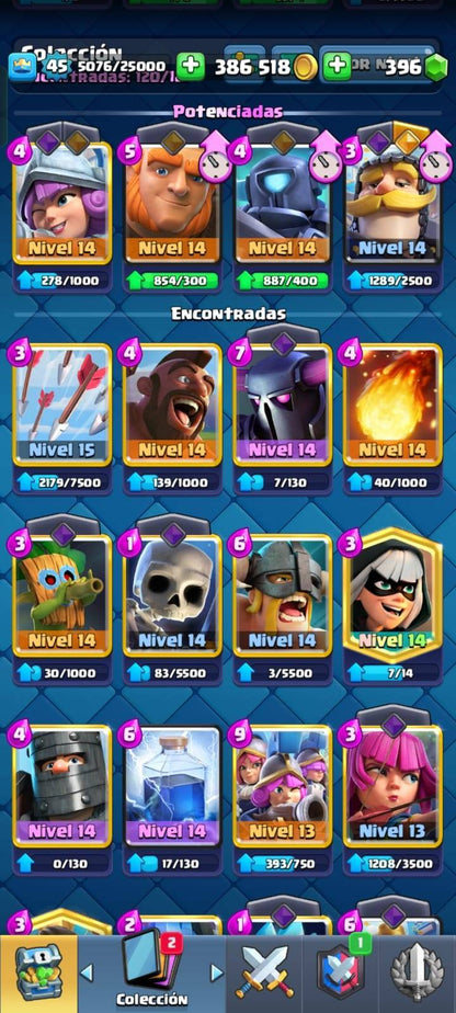 340 CLASH! CUENTITA CON 9581 COPAS! 1 CARTA AL NIVEL 15! 13 CARTAS AL NIVEL 14! 1 EVOLUTIVA Y 1 CARTA HÉROE DESBLOQUEADAS! 63 EMOTES! INSIGNIA DE 9 AÑOS! ADEMAAAS TRAE UNA DE BRAWL CON 38186 COPAS! 32 BRAWLERS CON HIPERCARGA! 4 BRAWLERS CON FUERZA...