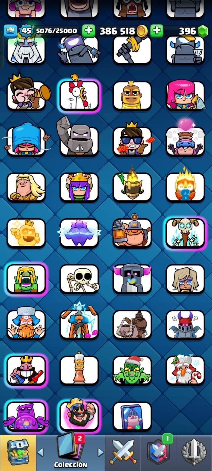 340 CLASH! CUENTITA CON 9581 COPAS! 1 CARTA AL NIVEL 15! 13 CARTAS AL NIVEL 14! 1 EVOLUTIVA Y 1 CARTA HÉROE DESBLOQUEADAS! 63 EMOTES! INSIGNIA DE 9 AÑOS! ADEMAAAS TRAE UNA DE BRAWL CON 38186 COPAS! 32 BRAWLERS CON HIPERCARGA! 4 BRAWLERS CON FUERZA...