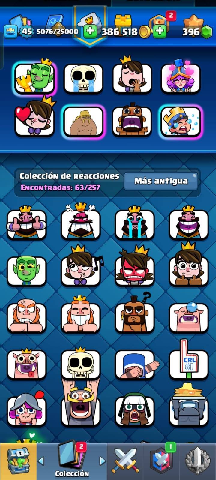 340 CLASH! CUENTITA CON 9581 COPAS! 1 CARTA AL NIVEL 15! 13 CARTAS AL NIVEL 14! 1 EVOLUTIVA Y 1 CARTA HÉROE DESBLOQUEADAS! 63 EMOTES! INSIGNIA DE 9 AÑOS! ADEMAAAS TRAE UNA DE BRAWL CON 38186 COPAS! 32 BRAWLERS CON HIPERCARGA! 4 BRAWLERS CON FUERZA...