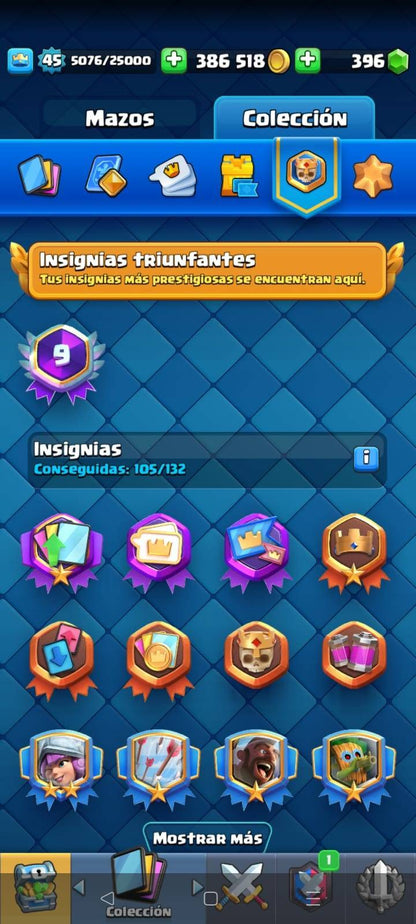 340 CLASH! CUENTITA CON 9581 COPAS! 1 CARTA AL NIVEL 15! 13 CARTAS AL NIVEL 14! 1 EVOLUTIVA Y 1 CARTA HÉROE DESBLOQUEADAS! 63 EMOTES! INSIGNIA DE 9 AÑOS! ADEMAAAS TRAE UNA DE BRAWL CON 38186 COPAS! 32 BRAWLERS CON HIPERCARGA! 4 BRAWLERS CON FUERZA...