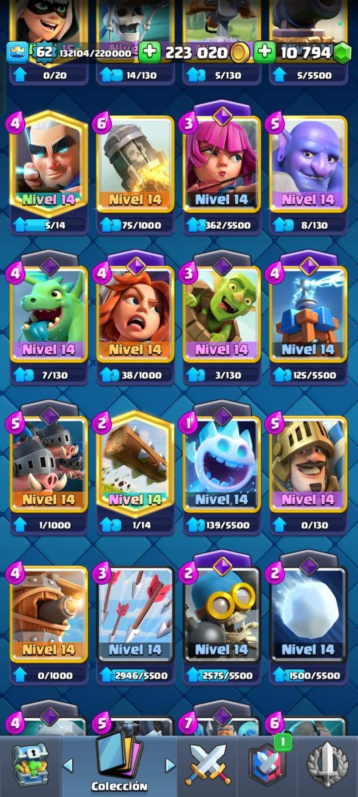 345 CLASH! 4 CARTAS AL NIVEL 16! 9 CARTAS AL NIVEL 15! 40 CARTAS AL NIVEL 14! 16 CARTAS EVOLUTIVAS! 1 CARTA HÉROE! 68 EMOTES! 14 TORRES! INSIGNIA DE 4 AÑOS! (2599 Mx) @everyone