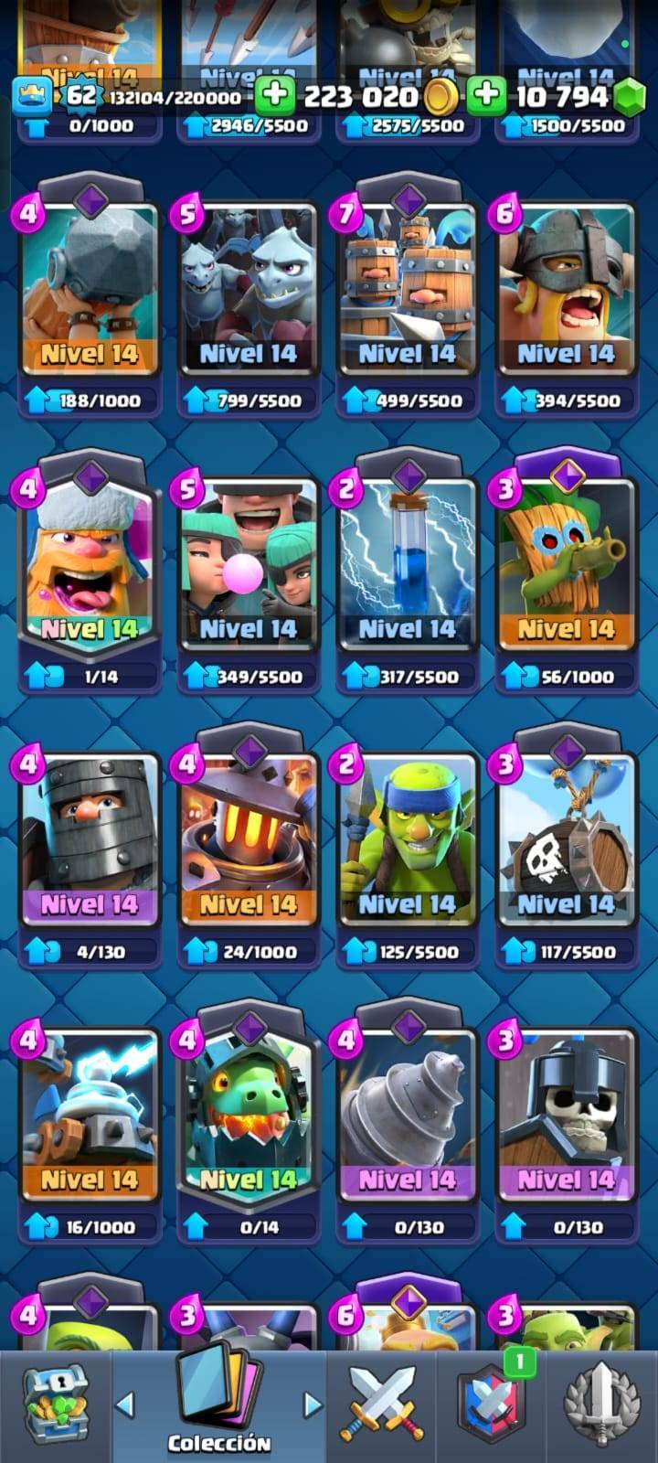 345 CLASH! 4 CARTAS AL NIVEL 16! 9 CARTAS AL NIVEL 15! 40 CARTAS AL NIVEL 14! 16 CARTAS EVOLUTIVAS! 1 CARTA HÉROE! 68 EMOTES! 14 TORRES! INSIGNIA DE 4 AÑOS! (2599 Mx) @everyone