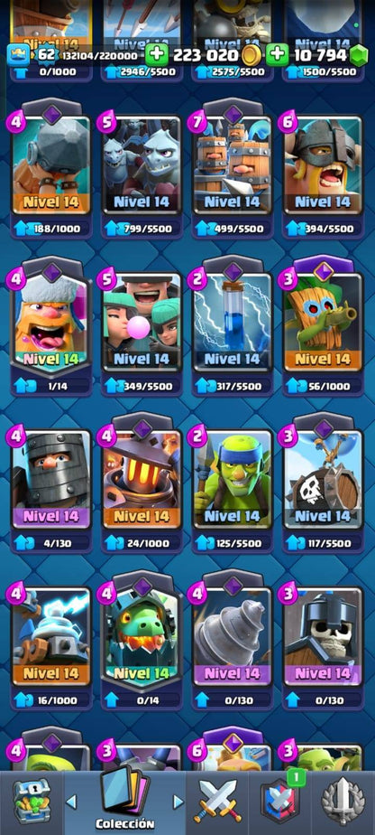 345 CLASH! 4 CARTAS AL NIVEL 16! 9 CARTAS AL NIVEL 15! 40 CARTAS AL NIVEL 14! 16 CARTAS EVOLUTIVAS! 1 CARTA HÉROE! 68 EMOTES! 14 TORRES! INSIGNIA DE 4 AÑOS! (2599 Mx) @everyone