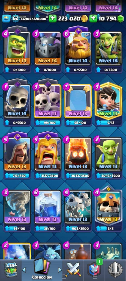 345 CLASH! 4 CARTAS AL NIVEL 16! 9 CARTAS AL NIVEL 15! 40 CARTAS AL NIVEL 14! 16 CARTAS EVOLUTIVAS! 1 CARTA HÉROE! 68 EMOTES! 14 TORRES! INSIGNIA DE 4 AÑOS! (2599 Mx) @everyone