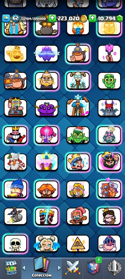 345 CLASH! 4 CARTAS AL NIVEL 16! 9 CARTAS AL NIVEL 15! 40 CARTAS AL NIVEL 14! 16 CARTAS EVOLUTIVAS! 1 CARTA HÉROE! 68 EMOTES! 14 TORRES! INSIGNIA DE 4 AÑOS! (2599 Mx) @everyone