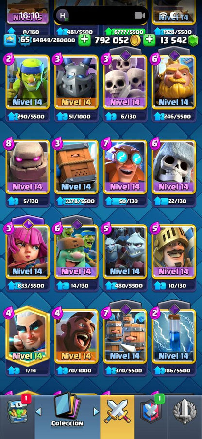404 CLASH! CUENTA MUY BUENA! 10,183 COPAS! 4 CARTAS AL 16 MAX! 9 CARTAS AL 15! 82 CARTAS AL 14! 1 HÉROE! 12 CARTAS EVOLUTIVAS! 69 EMOTES MUY PEDIDOS! 10 TORRES! INSIGNIA DE 8 AÑOS! +700K MONEDAS! +13K GEMAS! (1699mx) @everyone