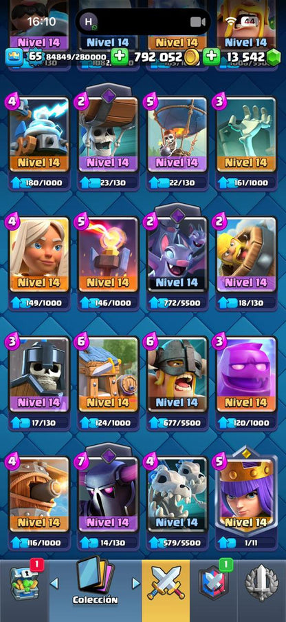 404 CLASH! CUENTA MUY BUENA! 10,183 COPAS! 4 CARTAS AL 16 MAX! 9 CARTAS AL 15! 82 CARTAS AL 14! 1 HÉROE! 12 CARTAS EVOLUTIVAS! 69 EMOTES MUY PEDIDOS! 10 TORRES! INSIGNIA DE 8 AÑOS! +700K MONEDAS! +13K GEMAS! (1699mx) @everyone