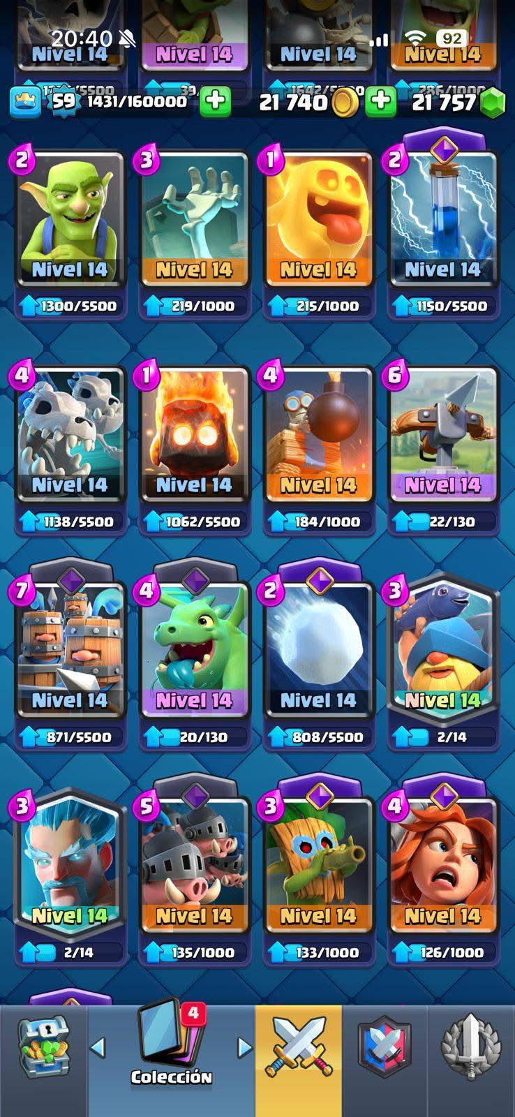 410 CLASH! MINI GRIAL! 9,013 COPAS! 9 CARTAS AL 15! 90 CARTAS AL 14! 2 HÉROES! 22 CARTAS EVOLUTIVAS! 110 EMOTES MUY BUENOS! 9 TORRES! INSIGNIA DE 4 AÑOS! +21K GEMAS! (2499mx) @everyone