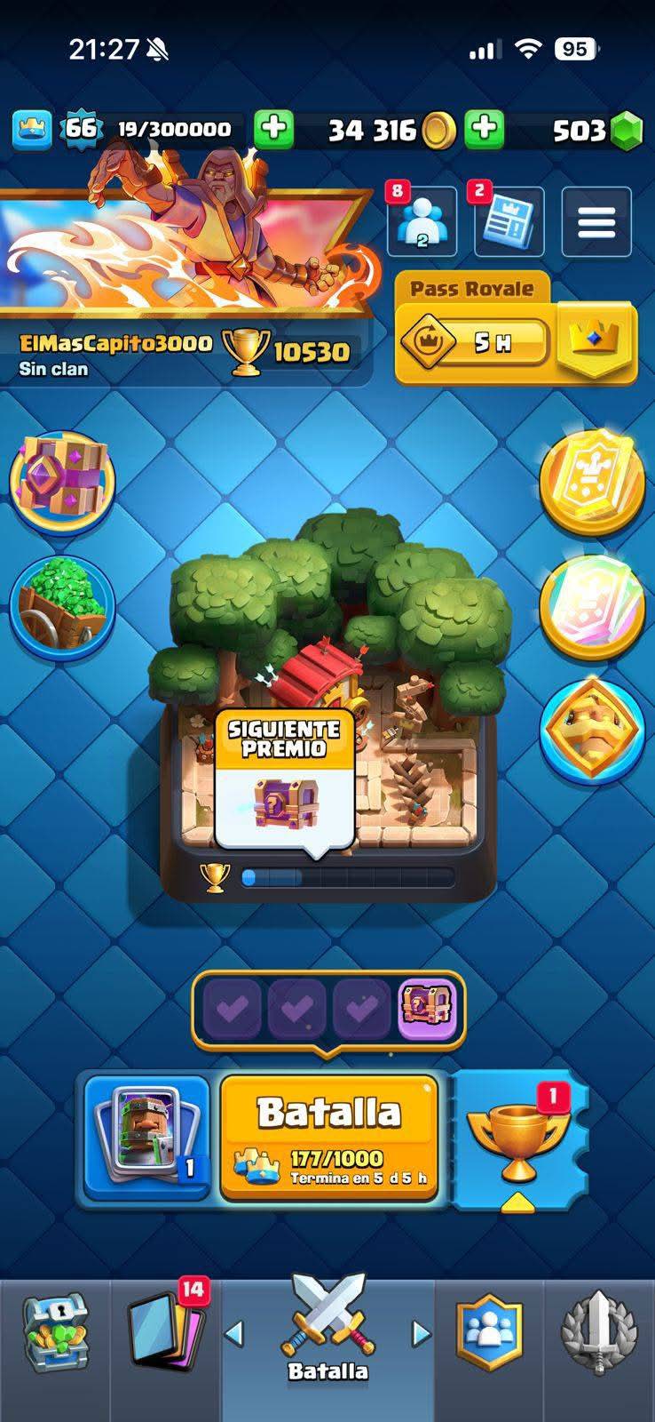 416 CLASH! MINI GRIAL! 10,530 COPAS! LIGA 2 COMPETITIVA! 4 CARTAS AL 16 MAX! 19 CARTAS AL 15! 49 CARTAS AL 14! 2 HÉROES! 27 CARTAS EVOLUTIVAS! 133 EMOTES MUY PEDIDOS Y EXCLUSIVOS! 23 TORRES! INSIGNIA DE 4 AÑOS! (1899mx) @everyone