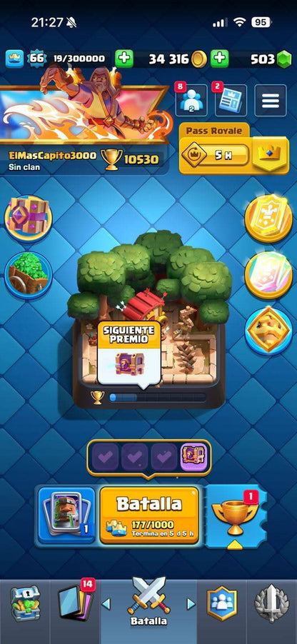 416 CLASH! MINI GRIAL! 10,530 COPAS! LIGA 2 COMPETITIVA! 4 CARTAS AL 16 MAX! 19 CARTAS AL 15! 49 CARTAS AL 14! 2 HÉROES! 27 CARTAS EVOLUTIVAS! 133 EMOTES MUY PEDIDOS Y EXCLUSIVOS! 23 TORRES! INSIGNIA DE 4 AÑOS! (1899mx) @everyone