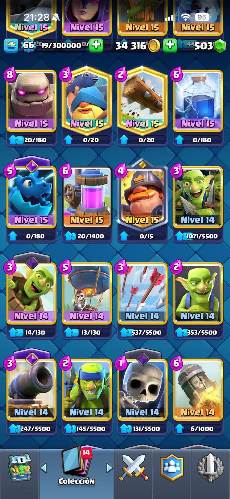 416 CLASH! MINI GRIAL! 10,530 COPAS! LIGA 2 COMPETITIVA! 4 CARTAS AL 16 MAX! 19 CARTAS AL 15! 49 CARTAS AL 14! 2 HÉROES! 27 CARTAS EVOLUTIVAS! 133 EMOTES MUY PEDIDOS Y EXCLUSIVOS! 23 TORRES! INSIGNIA DE 4 AÑOS! (1899mx) @everyone