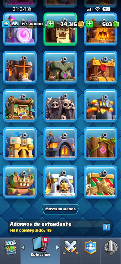 416 CLASH! MINI GRIAL! 10,530 COPAS! LIGA 2 COMPETITIVA! 4 CARTAS AL 16 MAX! 19 CARTAS AL 15! 49 CARTAS AL 14! 2 HÉROES! 27 CARTAS EVOLUTIVAS! 133 EMOTES MUY PEDIDOS Y EXCLUSIVOS! 23 TORRES! INSIGNIA DE 4 AÑOS! (1899mx) @everyone