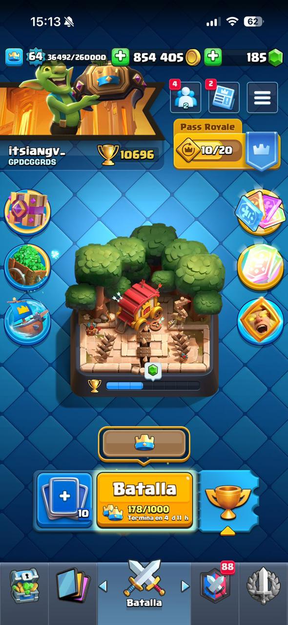 422 CLASH! CUENTA HERMOSA! 10,696 COPAS! LIGA 1 COMPETITIVA! 4 CARTA AL 16 MAX! 12 CARTAS AL 15! 32 CARTAS AL 14! 1 HÉROE! 16 CARTAS EVOLUTIVAS! 121 EMOTES EXCLUSIVOS! 11 TORRES! INSIGNIA DE 8 AÑOS! +800K MONEDAS! (1249mx) @everyone