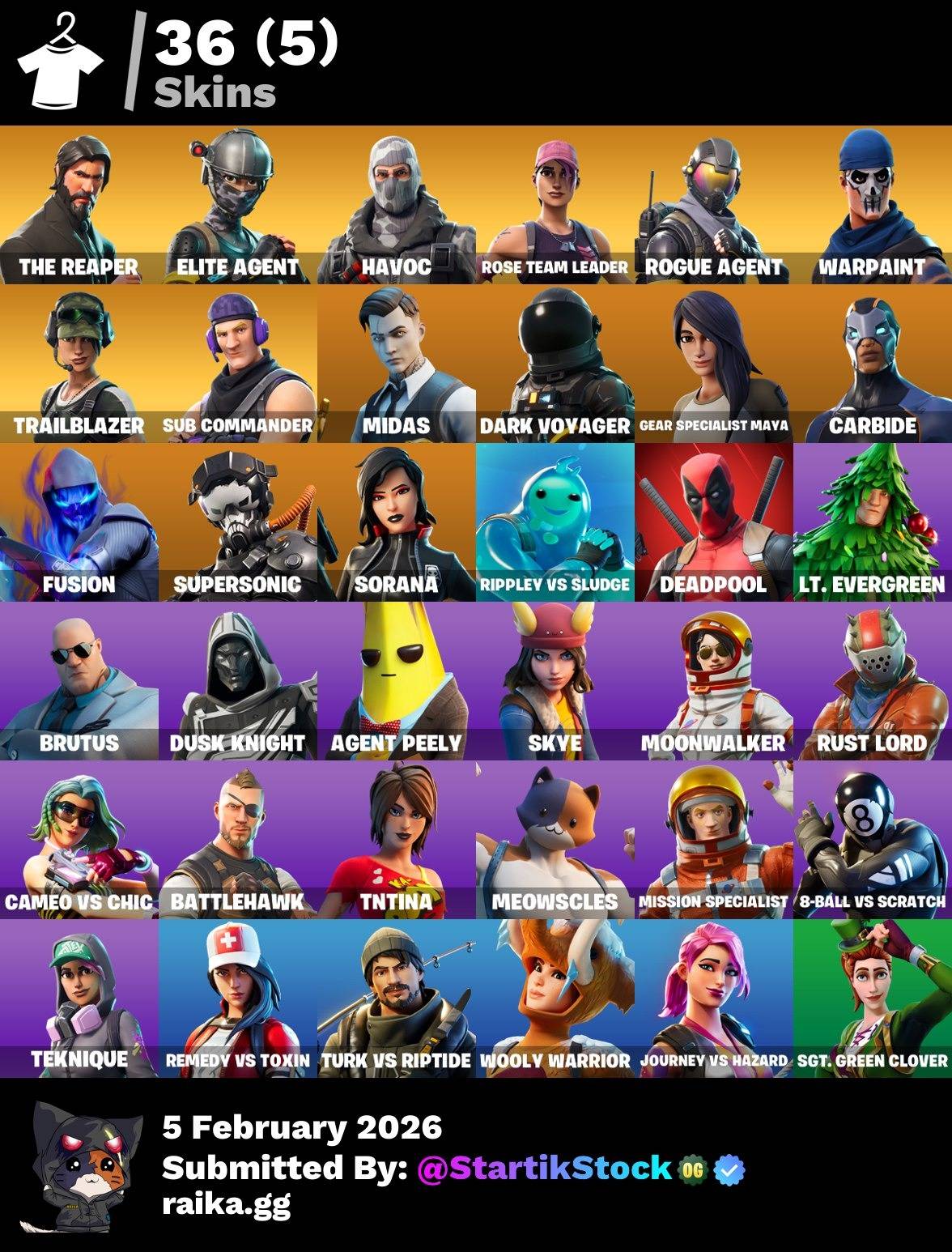 STW! TOMA LA L! ELITE! HAVOC! ROGUE AGENT! TWITCH SKIN! SUB-COMMANDER! DARK VOYAGER! CARBIDE! DEADPOOL! MOONWALKER! RUST LORD! (749 MX) @everyone