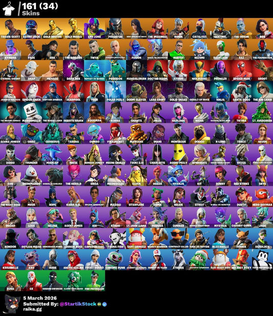 TRAVIS! ASTROJACK! MIDAS DORADO! PREDATOR! LARA CROFT! KYMERA! ERA! FUSIÓN! NEZUMI! SKIN FUNDADOR! ETERNAL KNIGHT! SNAP! MANDALORIAN! SPIDERMAN! PASE MARVEL! SPIDER-GWEN! DEADPOOL! DOOM SLAYER! IDOLS! DC! JULES! HAVEN! VINCULABLE A TODO! (2799 MX)...