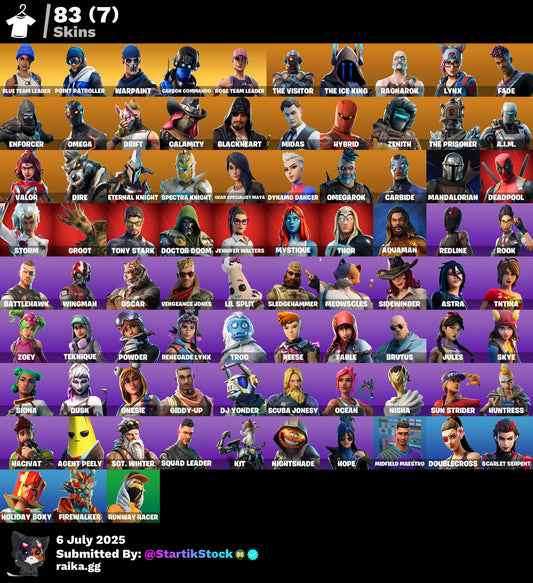 [PC] 83 skins | OG STW | Blue Team Leader | Point Patroller | Carbon Commando | The Visitor | The Ice King | Ragnarok | Lynx | Fade | Enforcer | Omega | 715 VB