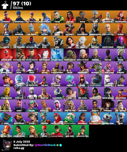 [PC] 97 skins | OG STW | Prodigy | Blue Striker | Twyn | Joltara | Malik | Ronin | Ragnarok | The Imagined | Lynx | Enforcer | The Origin | Nezumi | 625 VB
