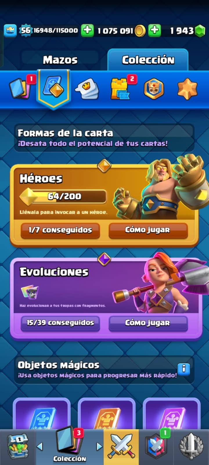 505 CLASH! CUENTA CON 10166 COPAS! 9 CARTAS AL NIVEL 15! 26 CARTAS AL NIVEL 14! 1 CARTA HÉROE DESBLOQUEADA! 15 CARTAS EVOLUTIVAS! 114 EMOTES! 11 TORRES! (799 MX) @everyone