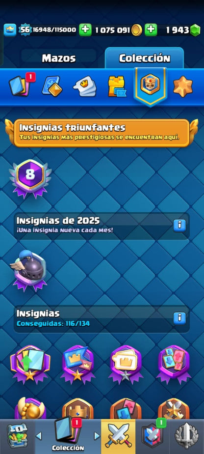 505 CLASH! CUENTA CON 10166 COPAS! 9 CARTAS AL NIVEL 15! 26 CARTAS AL NIVEL 14! 1 CARTA HÉROE DESBLOQUEADA! 15 CARTAS EVOLUTIVAS! 114 EMOTES! 11 TORRES! (799 MX) @everyone