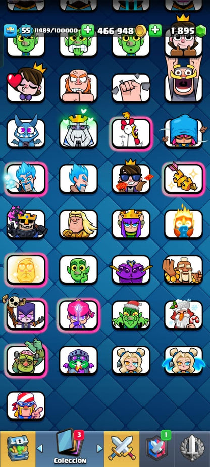 515 CLASH! 10207 COPAS! 1 CARTA AL NIVEL 16! 6 CARTAS AL NIVEL 15! 6 CARTAS AL NIVEL 14! 10 CARTAS EVOLUTIVAS! 46 EMOTES! 6 TORRES! INSIGNIA DE 7 AÑOS! (549 MX) @everyone