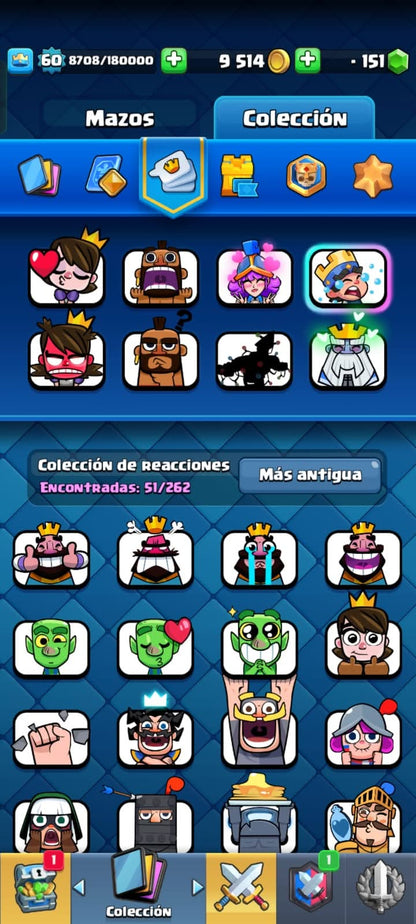 516 CLASH! CUENTA CON 10298 COPAS! 4 CARTAS AL NIVEL 16! 3 CARTAS AL NIVEL 15! 12 CARTAS AL NIVEL 14! 2 CARTAS HÉROES! 10 CARTAS CON EVOLUTIVAS! 51 EMOTEEES! 6 TORRES! INSIGNIA DE 4 AÑOS!!! (949 MX) @everyone