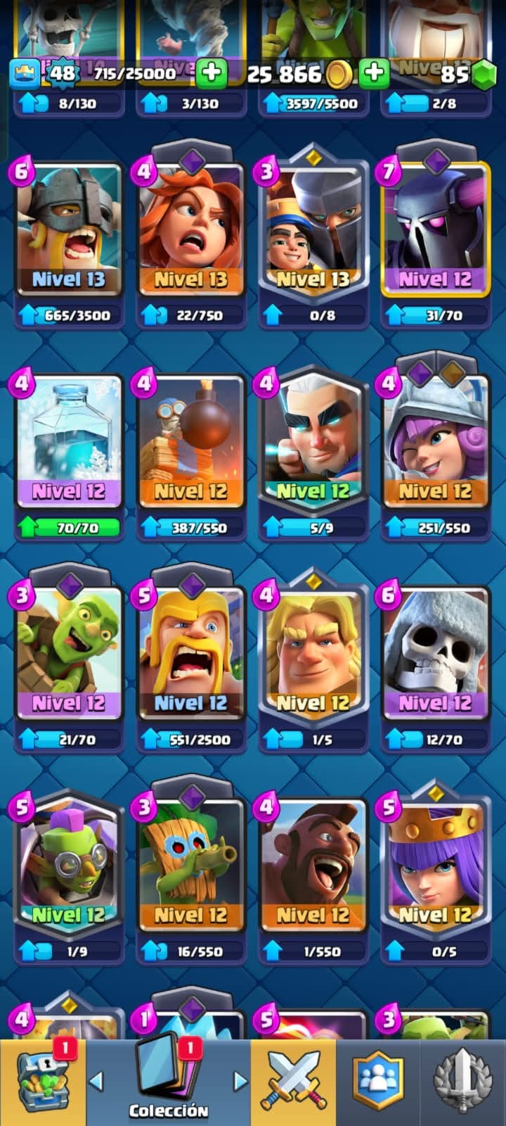 517 CLASH! CUENTA CON 0975 COPAS! 4 CARTAS AL NIVEL 15! 9 CARTAS AL NIVEL 14! 2 CARTAS CON EVOLUTIVAS!! 36 EMOTES! 2 TORRES! INSIGNIA DE 6 AÑOTES! (549 MX) @everyone
