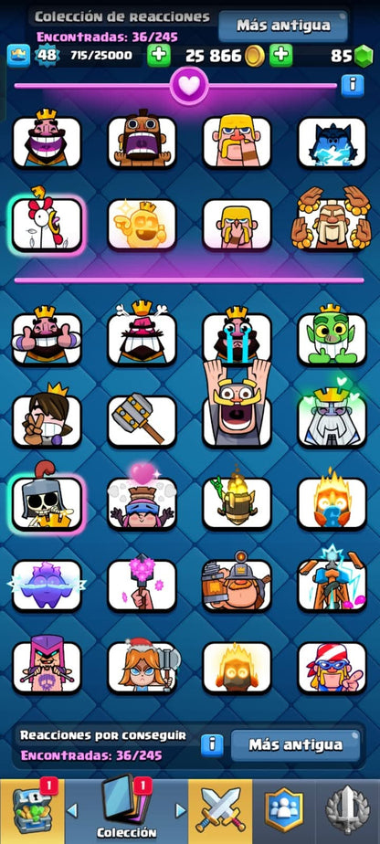 517 CLASH! CUENTA CON 0975 COPAS! 4 CARTAS AL NIVEL 15! 9 CARTAS AL NIVEL 14! 2 CARTAS CON EVOLUTIVAS!! 36 EMOTES! 2 TORRES! INSIGNIA DE 6 AÑOTES! (549 MX) @everyone