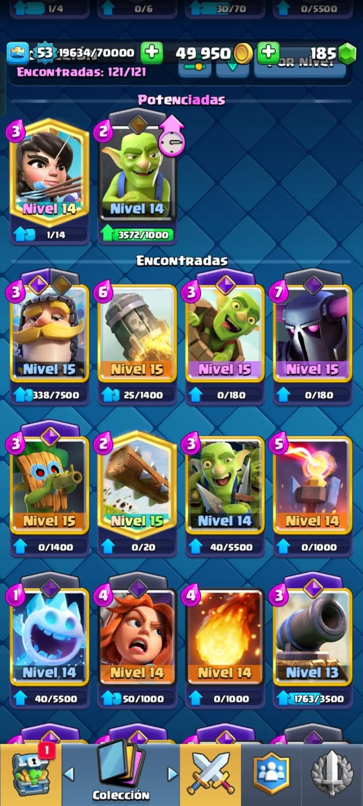 518 CLASH! CUENTA CON 10093 COPAS! 6 CARTAS AL NIVEL 15! 7 CARTAS AL NIVEL 14! 15 CARTAS CON EVOLUTIVAS! 77 EMOTES!  10 TORRES! INSIGNIA DE 3 AÑOS! (499 MX) @everyone