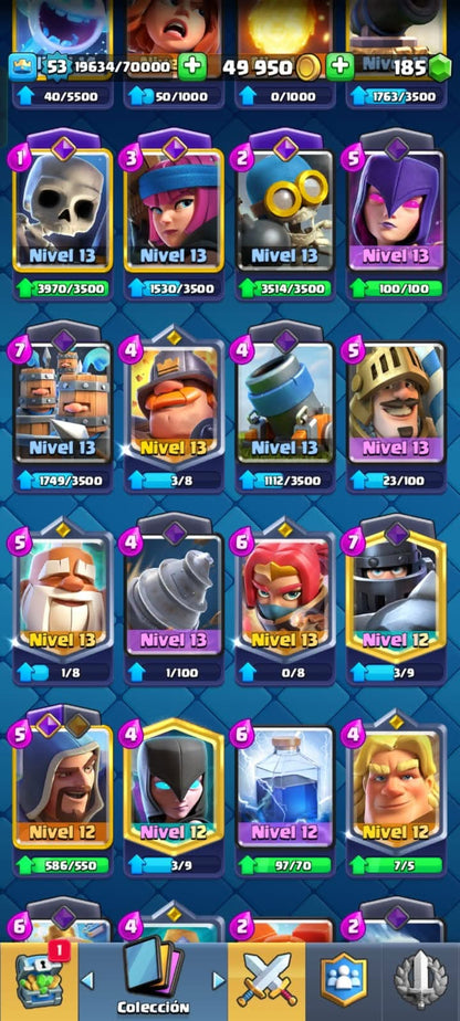 518 CLASH! CUENTA CON 10093 COPAS! 6 CARTAS AL NIVEL 15! 7 CARTAS AL NIVEL 14! 15 CARTAS CON EVOLUTIVAS! 77 EMOTES!  10 TORRES! INSIGNIA DE 3 AÑOS! (499 MX) @everyone