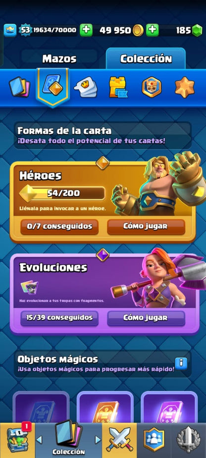 518 CLASH! CUENTA CON 10093 COPAS! 6 CARTAS AL NIVEL 15! 7 CARTAS AL NIVEL 14! 15 CARTAS CON EVOLUTIVAS! 77 EMOTES!  10 TORRES! INSIGNIA DE 3 AÑOS! (499 MX) @everyone