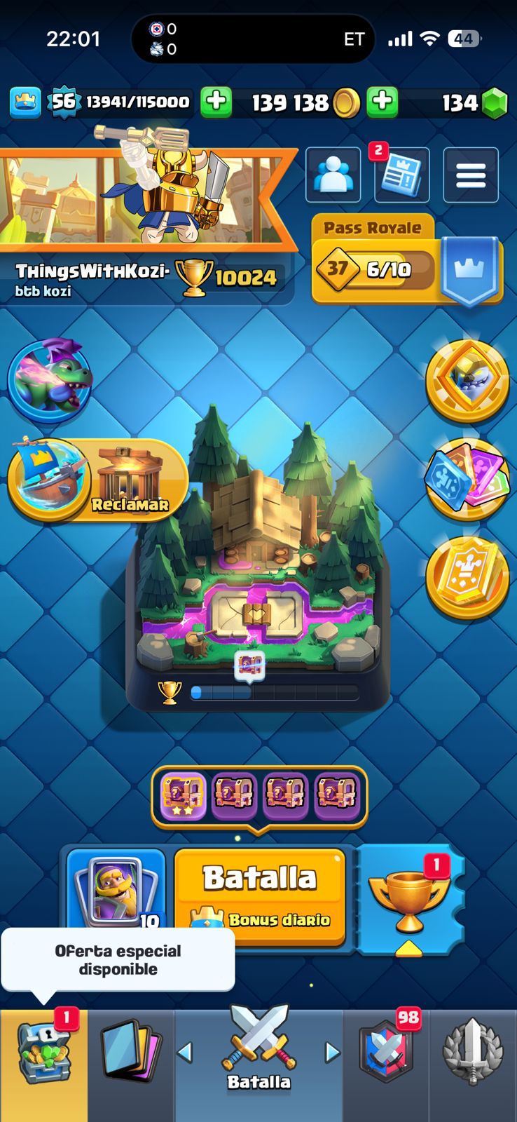 507 CLASH! 10,024 COPAS! 2 CARTAS AL 16 MAX! 1 CARTA AL 15! 5 CARTAS AL 14! 1 HÉROE! 11 CARTAS EVOLUTIVAS! 44 EMOTES MUY BUENOS! 4 TORRES! INSIGNIA DE 3 AÑOS! (349mx) @everyone