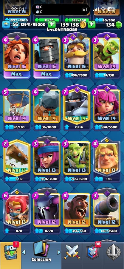 507 CLASH! 10,024 COPAS! 2 CARTAS AL 16 MAX! 1 CARTA AL 15! 5 CARTAS AL 14! 1 HÉROE! 11 CARTAS EVOLUTIVAS! 44 EMOTES MUY BUENOS! 4 TORRES! INSIGNIA DE 3 AÑOS! (349mx) @everyone